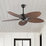 Raffles 52" Bohemian Industrial Iron/Plastic Mobile-App/Remote-Controlled 6-Speed Palm Blade Ceiling Fan