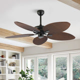 Raffles 52" Bohemian Industrial Iron/Plastic Mobile-App/Remote-Controlled 6-Speed Palm Blade Ceiling Fan