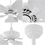 Raffles 52" Bohemian Industrial Iron/Plastic Mobile-App/Remote-Controlled 6-Speed Palm Blade Ceiling Fan