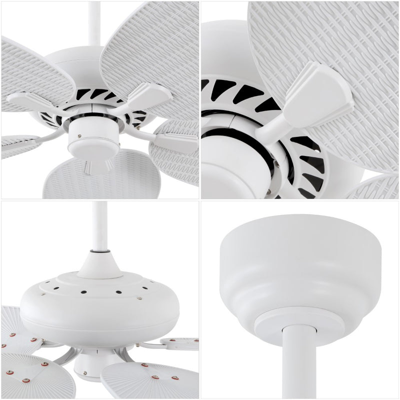 Raffles 52" Bohemian Industrial Iron/Plastic Mobile-App/Remote-Controlled 6-Speed Palm Blade Ceiling Fan