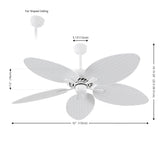 Raffles 52" Bohemian Industrial Iron/Plastic Mobile-App/Remote-Controlled 6-Speed Palm Blade Ceiling Fan