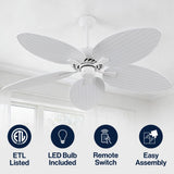Raffles 52" Bohemian Industrial Iron/Plastic Mobile-App/Remote-Controlled 6-Speed Palm Blade Ceiling Fan