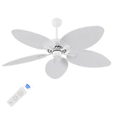 Raffles 52" Bohemian Industrial Iron/Plastic Mobile-App/Remote-Controlled 6-Speed Palm Blade Ceiling Fan