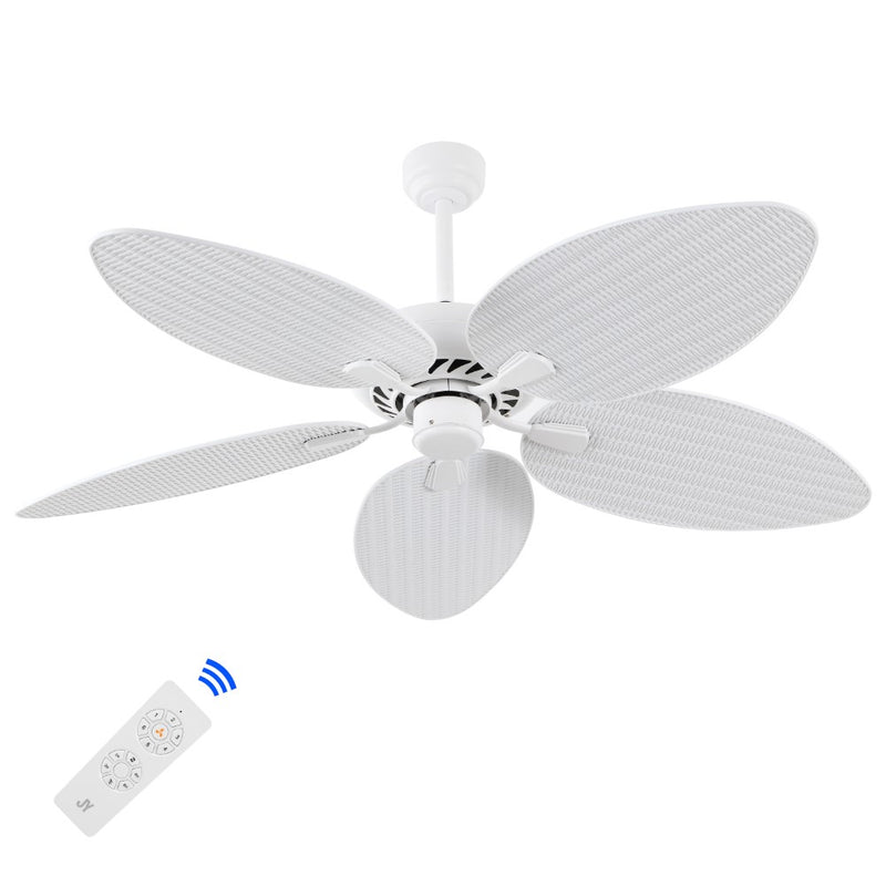 Raffles 52" Bohemian Industrial Iron/Plastic Mobile-App/Remote-Controlled 6-Speed Palm Blade Ceiling Fan