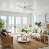 Raffles 52" Bohemian Industrial Iron/Plastic Mobile-App/Remote-Controlled 6-Speed Palm Blade Ceiling Fan