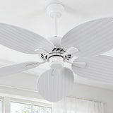 Raffles 52" Bohemian Industrial Iron/Plastic Mobile-App/Remote-Controlled 6-Speed Palm Blade Ceiling Fan