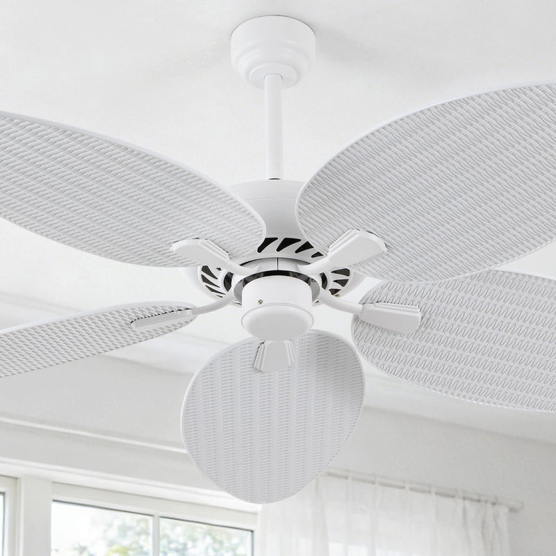 Raffles 52" Bohemian Industrial Iron/Plastic Mobile-App/Remote-Controlled 6-Speed Palm Blade Ceiling Fan