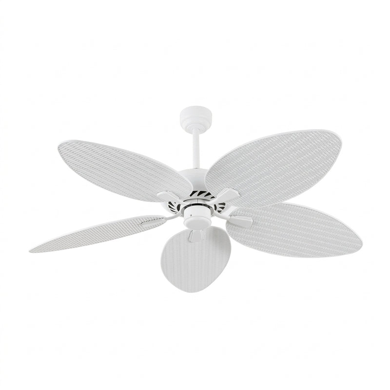 Raffles 52" Bohemian Industrial Iron/Plastic Mobile-App/Remote-Controlled 6-Speed Palm Blade Ceiling Fan White – OFF