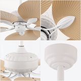 Raffles 52" Bohemian Industrial Iron/Plastic Mobile-App/Remote-Controlled 6-Speed Palm Blade Ceiling Fan