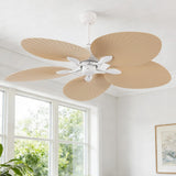 Raffles 52" Bohemian Industrial Iron/Plastic Mobile-App/Remote-Controlled 6-Speed Palm Blade Ceiling Fan