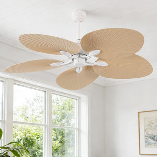 Raffles 52" Bohemian Industrial Iron/Plastic Mobile-App/Remote-Controlled 6-Speed Palm Blade Ceiling Fan