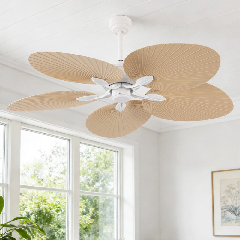 Raffles 52" Bohemian Industrial Iron/Plastic Mobile-App/Remote-Controlled 6-Speed Palm Blade Ceiling Fan