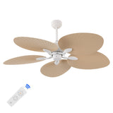 Raffles 52" Bohemian Industrial Iron/Plastic Mobile-App/Remote-Controlled 6-Speed Palm Blade Ceiling Fan