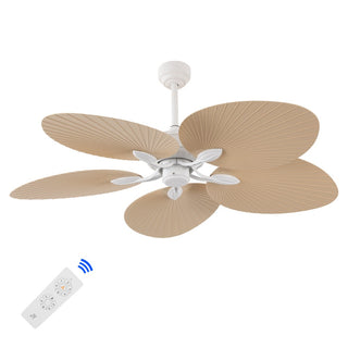 Raffles 52" Bohemian Industrial Iron/Plastic Mobile-App/Remote-Controlled 6-Speed Palm Blade Ceiling Fan