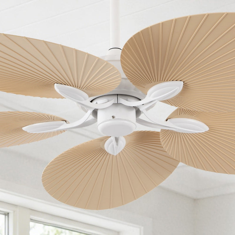Raffles 52" Bohemian Industrial Iron/Plastic Mobile-App/Remote-Controlled 6-Speed Palm Blade Ceiling Fan