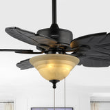 Poinciana 52" Coastal Bohemian Iron/Wood Palm Leaf LED Ceiling Fan with Pull Chain - JONATHAN Y
