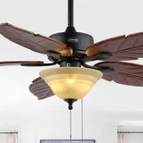Poinciana 52" Coastal Bohemian Iron/Wood Palm Leaf LED Ceiling Fan with Pull Chain - JONATHAN Y