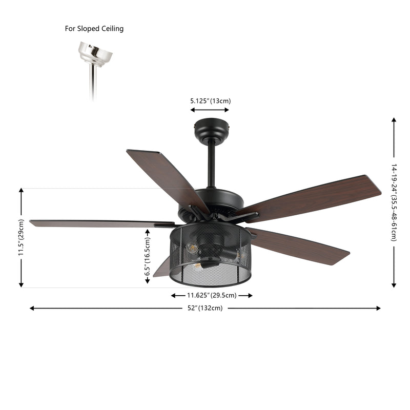 Max 52"  Farmhouse Industrial Iron/Wood Mobile-App/Remote-Controlled LED Ceiling Fan - JONATHAN Y