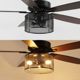 Max 52"  Farmhouse Industrial Iron/Wood Mobile-App/Remote-Controlled LED Ceiling Fan - JONATHAN Y
