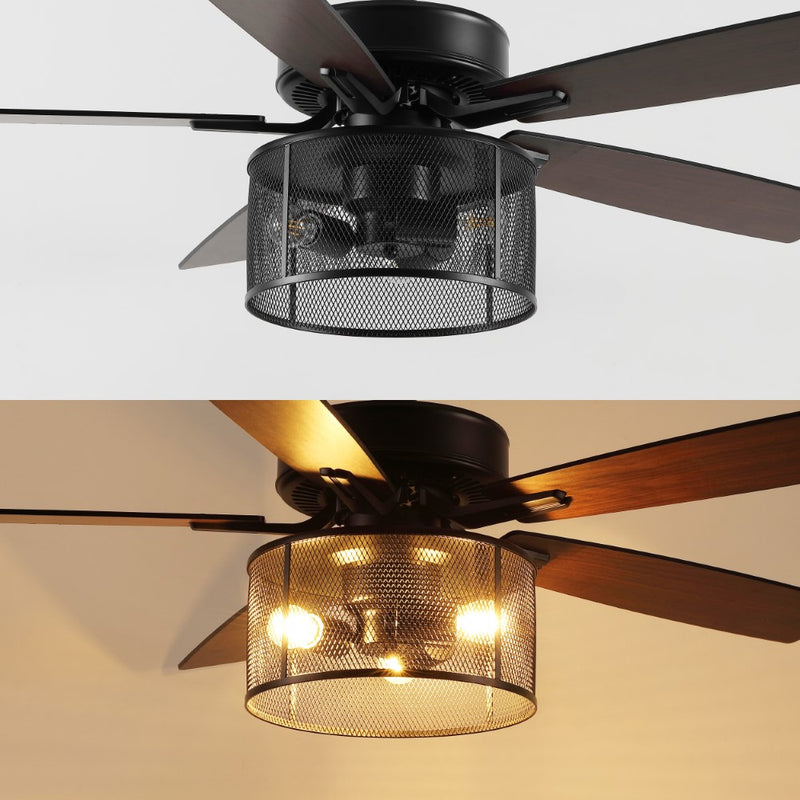 Max 52"  Farmhouse Industrial Iron/Wood Mobile-App/Remote-Controlled LED Ceiling Fan - JONATHAN Y