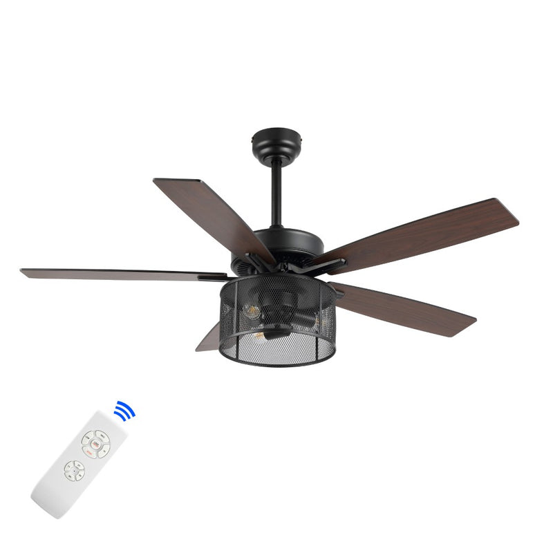 Max 52"  Farmhouse Industrial Iron/Wood Mobile-App/Remote-Controlled LED Ceiling Fan - JONATHAN Y