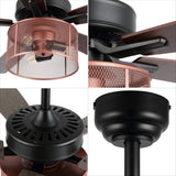 Max 52"  Farmhouse Industrial Iron/Wood Mobile-App/Remote-Controlled LED Ceiling Fan - JONATHAN Y