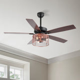 Max 52"  Farmhouse Industrial Iron/Wood Mobile-App/Remote-Controlled LED Ceiling Fan - JONATHAN Y