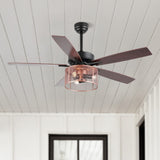 Max 52"  Farmhouse Industrial Iron/Wood Mobile-App/Remote-Controlled LED Ceiling Fan - JONATHAN Y