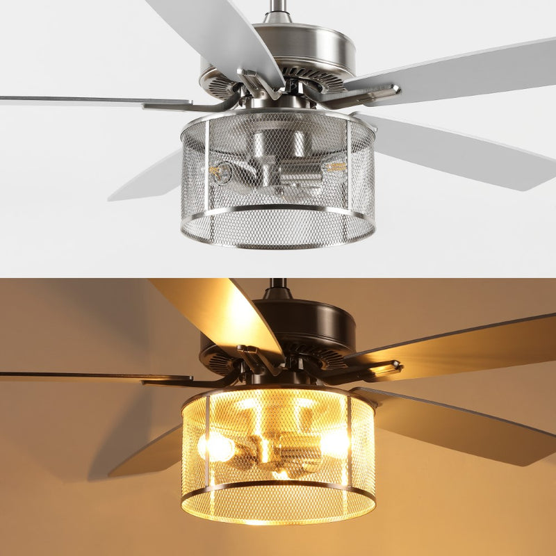 Max 52"  Farmhouse Industrial Iron/Wood Mobile-App/Remote-Controlled LED Ceiling Fan