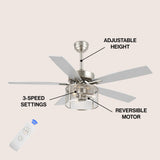 Max 52"  Farmhouse Industrial Iron/Wood Mobile-App/Remote-Controlled LED Ceiling Fan