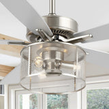 Max 52"  Farmhouse Industrial Iron/Wood Mobile-App/Remote-Controlled LED Ceiling Fan - JONATHAN Y