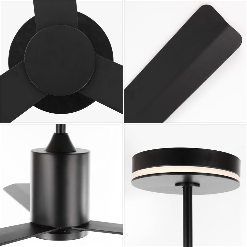 Levi 52" 1-Light Contemporary Minimalist 6-Speed Iron Height Adjustable Integrated LED Ceiling Fan with Remote - JONATHAN Y