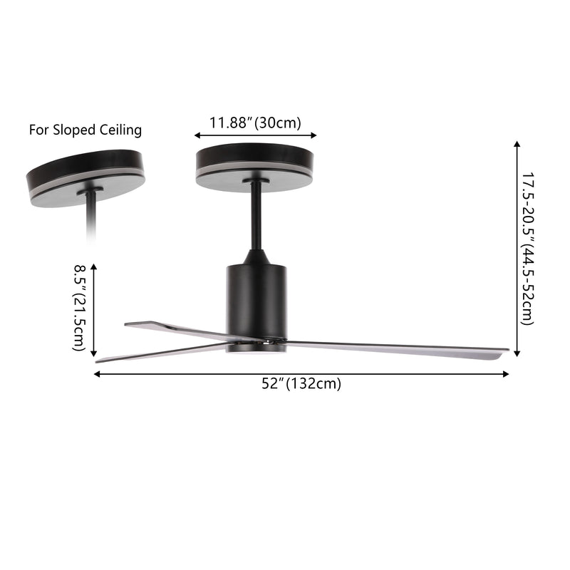 Levi 52" 1-Light Contemporary Minimalist 6-Speed Iron Height Adjustable Integrated LED Ceiling Fan with Remote - JONATHAN Y