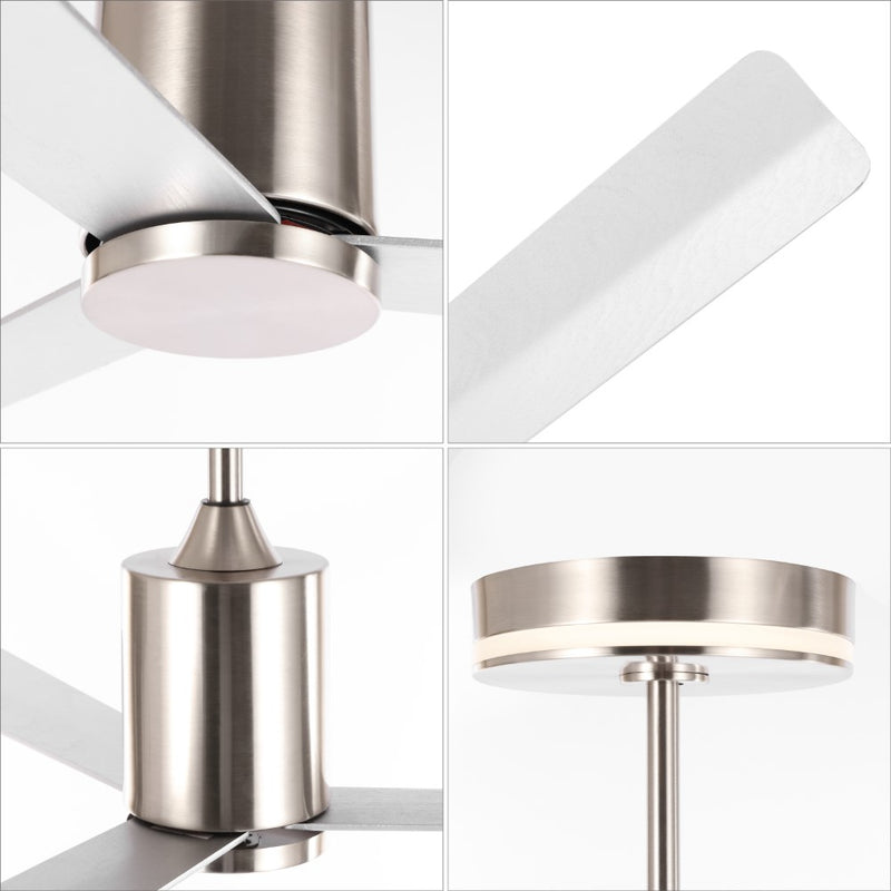 Levi 52" 1-Light Contemporary Minimalist 6-Speed Iron Height Adjustable Integrated LED Ceiling Fan with Remote