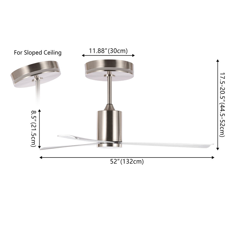 Levi 52" 1-Light Contemporary Minimalist 6-Speed Iron Height Adjustable Integrated LED Ceiling Fan with Remote - JONATHAN Y