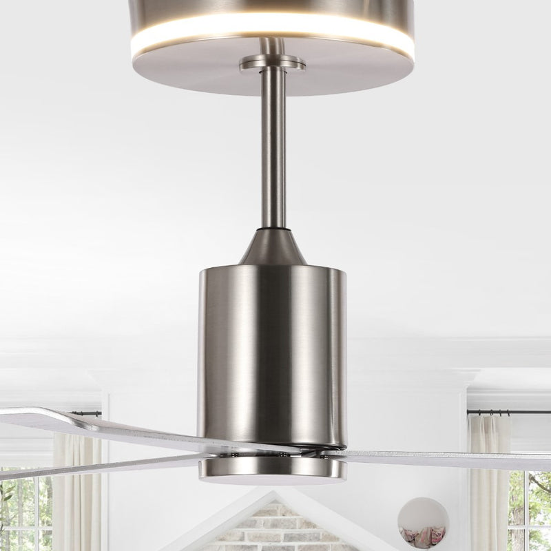 Levi 52" 1-Light Contemporary Minimalist 6-Speed Iron Height Adjustable Integrated LED Ceiling Fan with Remote - JONATHAN Y