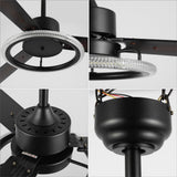 Remy 52" Modern Industrial Iron/Acrylic/Wood Remote-Controlled 6-Speed Integrated LED Ceiling Fan - JONATHAN Y