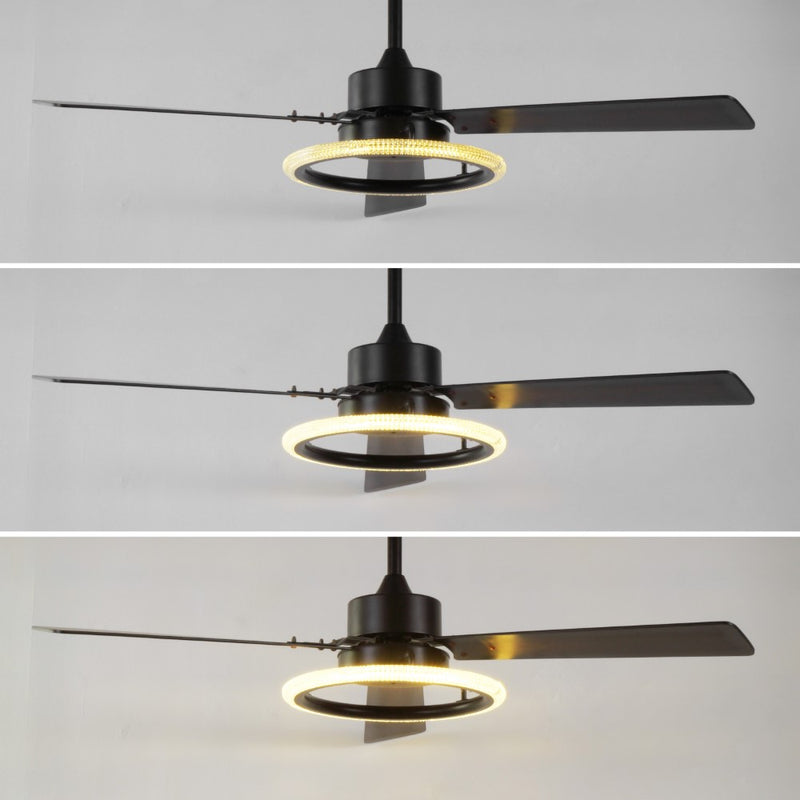 Remy 52" Modern Industrial Iron/Acrylic/Wood Remote-Controlled 6-Speed Integrated LED Ceiling Fan - JONATHAN Y