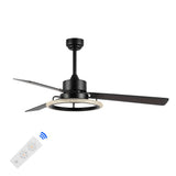Remy 52" Modern Industrial Iron/Acrylic/Wood Remote-Controlled 6-Speed Integrated LED Ceiling Fan - JONATHAN Y