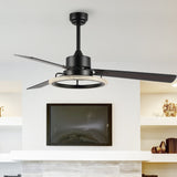 Remy 52" Modern Industrial Iron/Acrylic/Wood Remote-Controlled 6-Speed Integrated LED Ceiling Fan - JONATHAN Y