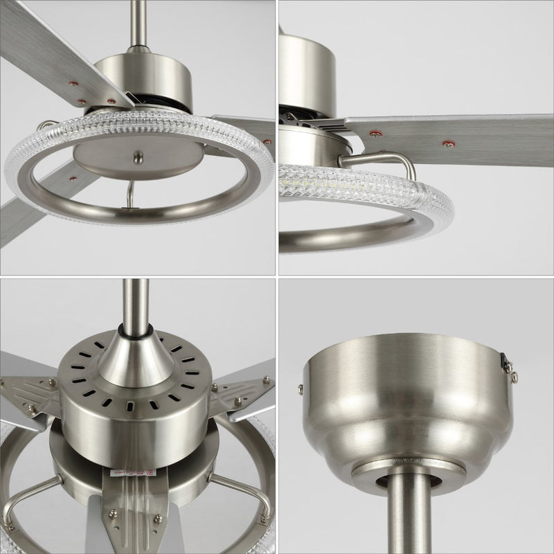 Remy 52" Modern Industrial Iron/Acrylic/Wood Remote-Controlled 6-Speed Integrated LED Ceiling Fan - JONATHAN Y