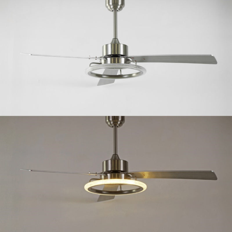 Remy 52" Modern Industrial Iron/Acrylic/Wood Remote-Controlled 6-Speed Integrated LED Ceiling Fan - JONATHAN Y
