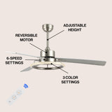 Remy 52" Modern Industrial Iron/Acrylic/Wood Remote-Controlled 6-Speed Integrated LED Ceiling Fan - JONATHAN Y