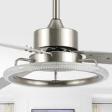 Remy 52" Modern Industrial Iron/Acrylic/Wood Remote-Controlled 6-Speed Integrated LED Ceiling Fan - JONATHAN Y