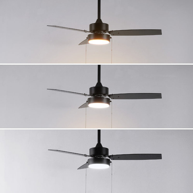 Blair 42" 1-Light Modern Minimalist 3-Speed Iron Height Adjustable Integrated LED Ceiling Fan with Pull Chains - JONATHAN Y