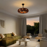 Cassidy 23" 6-Light Modern Bohemian 6-Speed Metal/Rattan Mobile-App/Remote-Controlled Height-Adjustable Lantern LED Ceiling Fan - JONATHAN Y