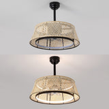 Cressida 23.75" Traditional Bohemian 6-Speed Metal/Bamboo Mobile-App/Remote-Controlled Height-Adjustable Dimmable Caged Integrated LED Ceiling Fan - JONATHAN Y