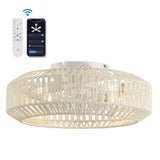 Rowan 19.5" 4-Light Modern Bohemian 6-Speed Metal/Rattan Mobile-App/Remote-Controlled Lantern LED Ceiling Fan - JONATHAN Y