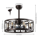 Celeste 21.6" 6-Light Industrial Farmhouse 6-Speed Metal Mobile-App/Remote-Controlled Caged LED Ceiling Fan - JONATHAN Y