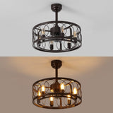 Celeste 21.6" 6-Light Industrial Farmhouse 6-Speed Metal Mobile-App/Remote-Controlled Caged LED Ceiling Fan - JONATHAN Y